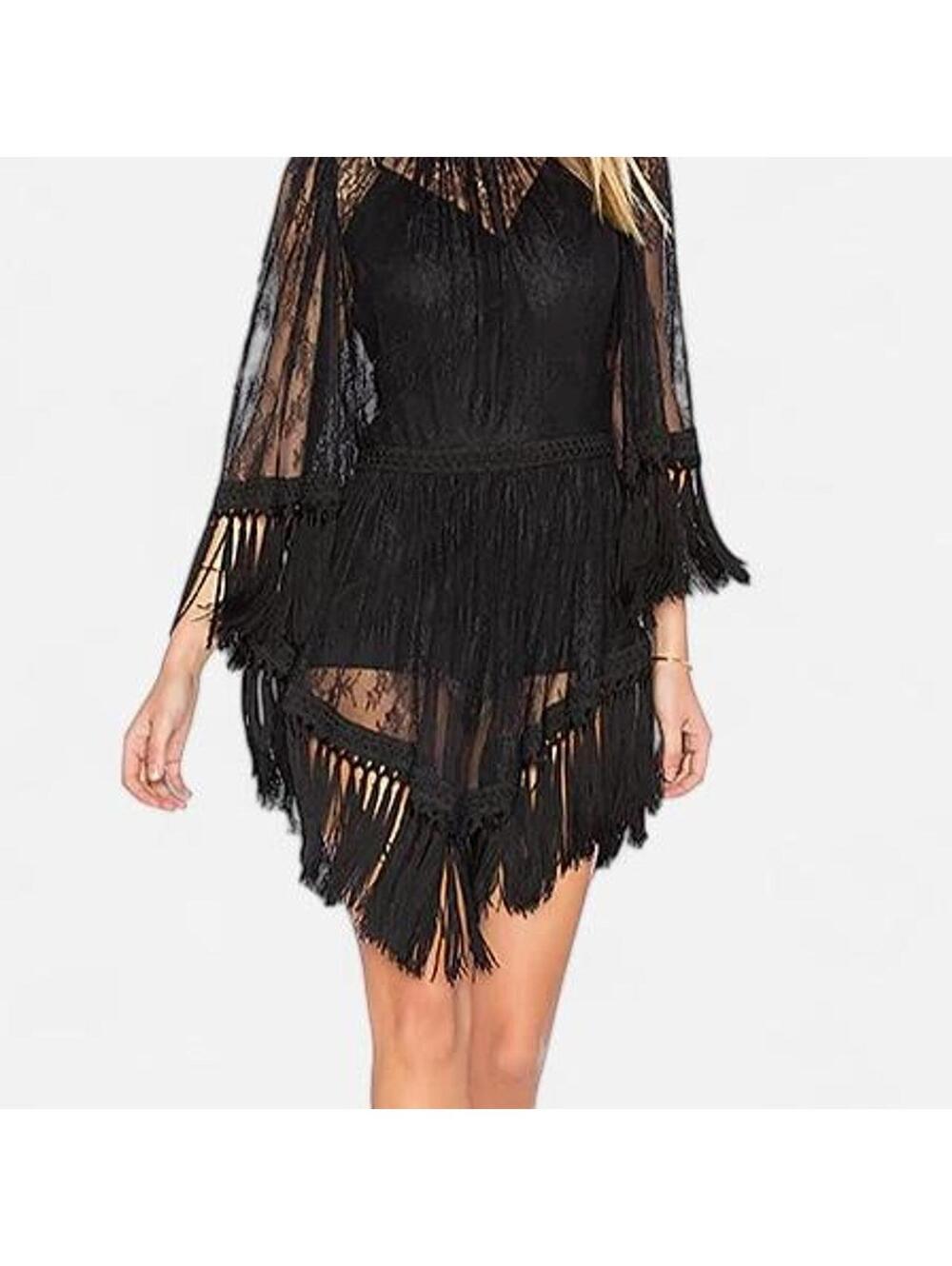 Alice McCall Ready Girl Black Lace Fringe Dress